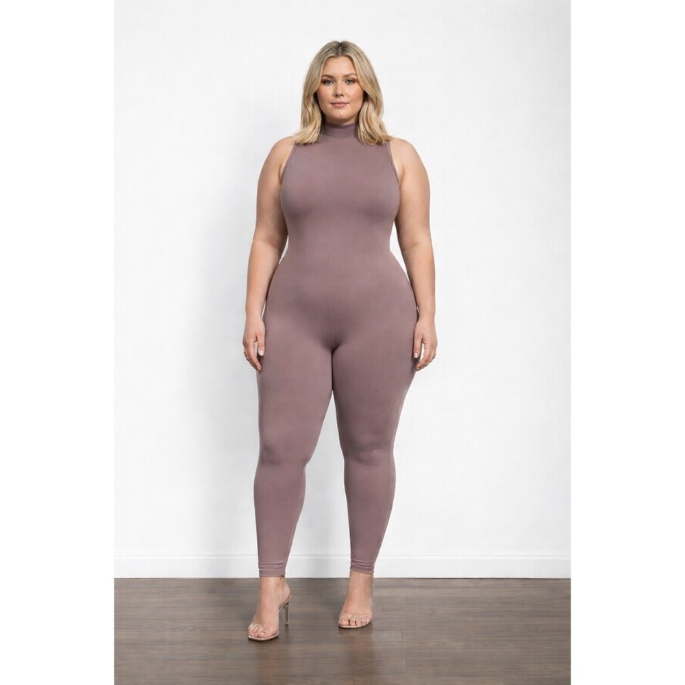 SKIMS All-In-One Mock Neck Sleeveless Jumpsuit Umber 3X